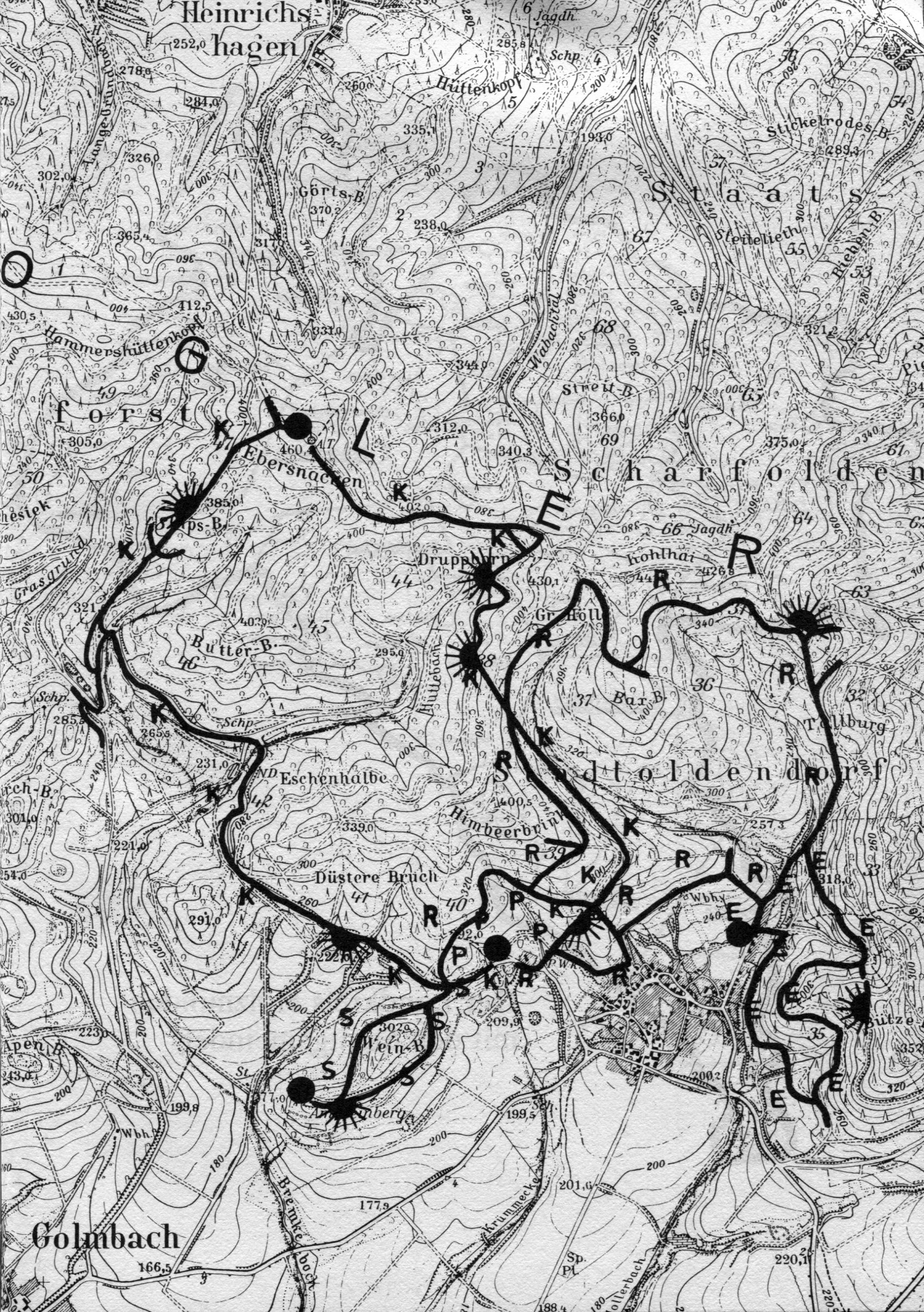 Wanderkarte für den Vogler bei Holenberg